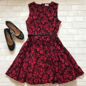 Maison Jules red & black lace dress size small